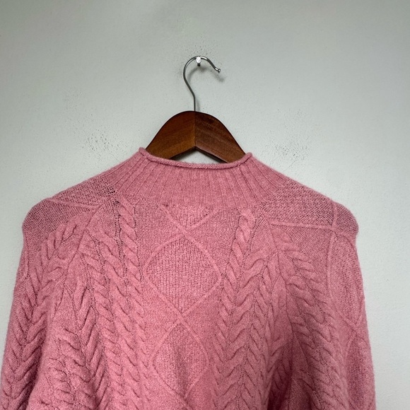 J.Crew‎ Cable-knit Rollneck Wool Blend Sweater Supersoft Yarn Dusty Rose Pink L - Picture 10 of 16